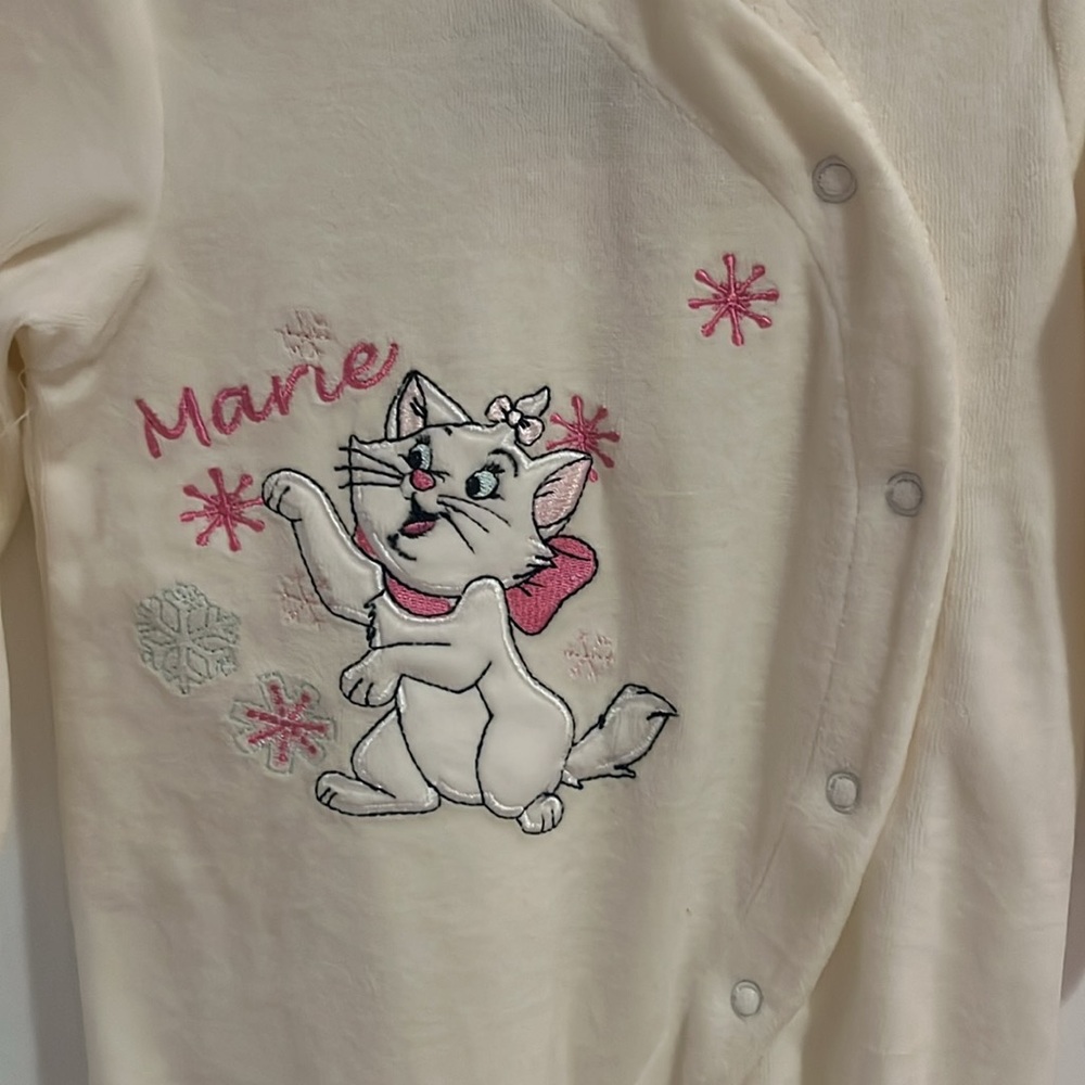 Disney Aristocats Baby Marie Cat NWT Pajamas White Set Embroider With Hat